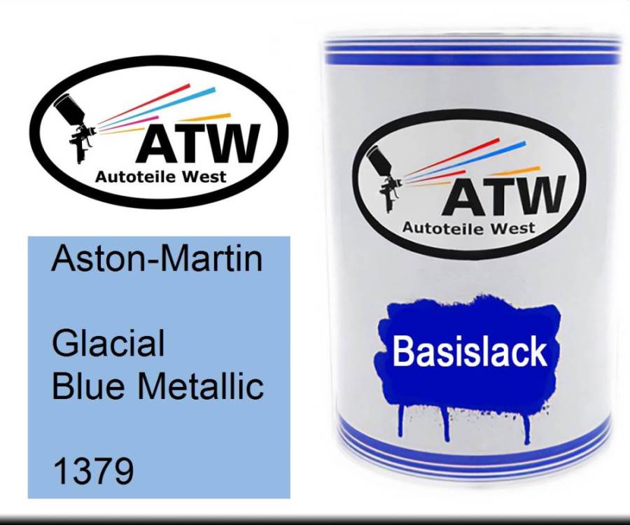 Aston-Martin, Glacial Blue Metallic, 1379: 500ml Lackdose, von ATW Autoteile West.